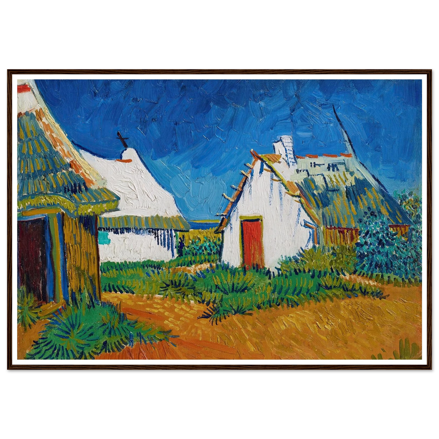Three white cottages in Saintes-Maries (1888) Art Print | Vincent van Gogh-Quipham Collections