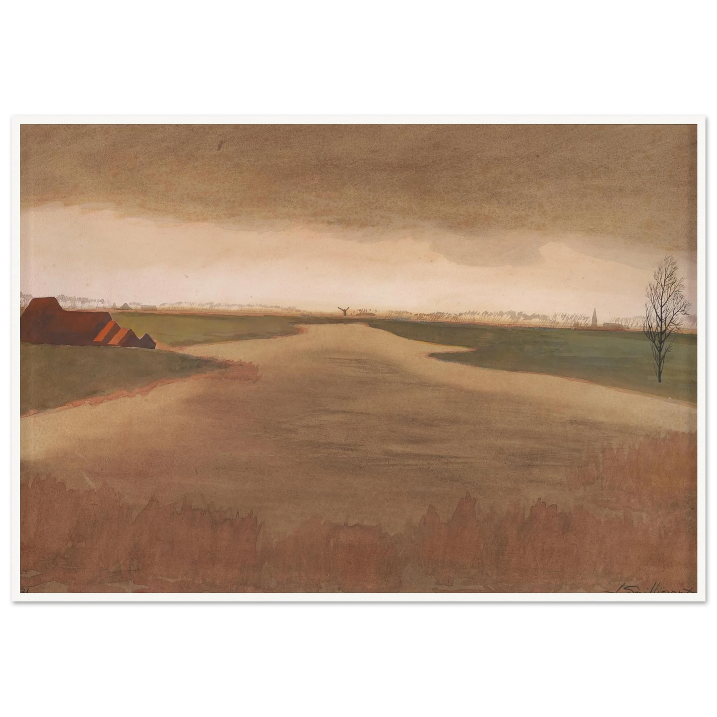 Landschap – Keignaertkreek te Zandvoorde (1931) Art Print | Leon Spilliaert-Quipham Collections