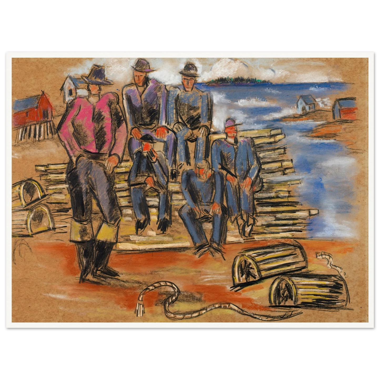 Study for Lobster Fishermen (1940) Art Print | Marsden Hartley-Quipham Collections