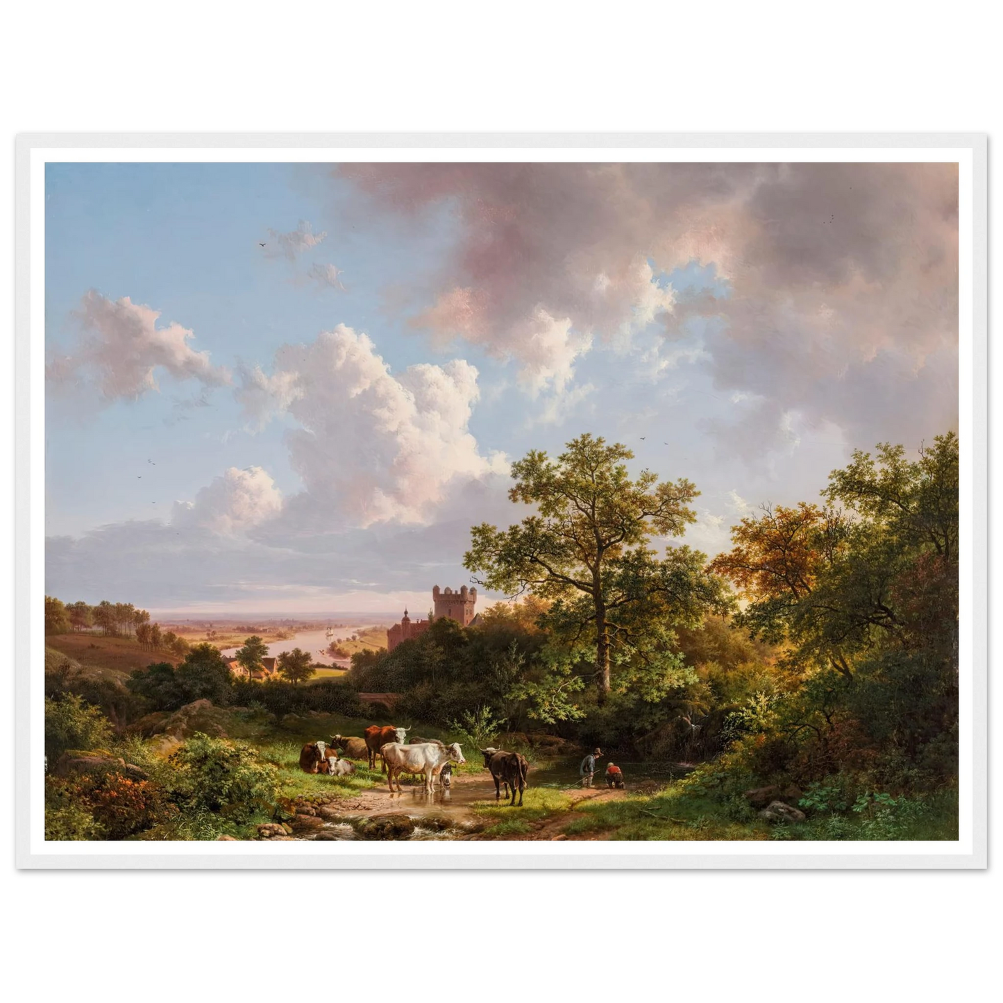 A panoramic landscape with a view on the Middle-Rhine with a castle (1841) Art Print | Barend Cornelis Koekkoek-Quipham Collections