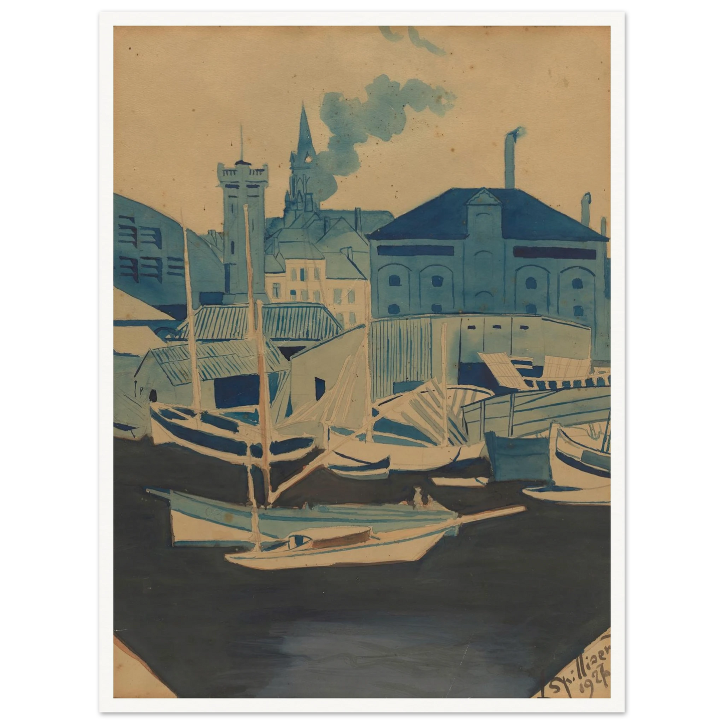 Havenzicht (1927) Art Print | Leon Spilliaert-Quipham Collections