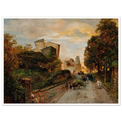 Village street at sunset (1894) Art Print | Oswald Achenbach-Quipham Collections