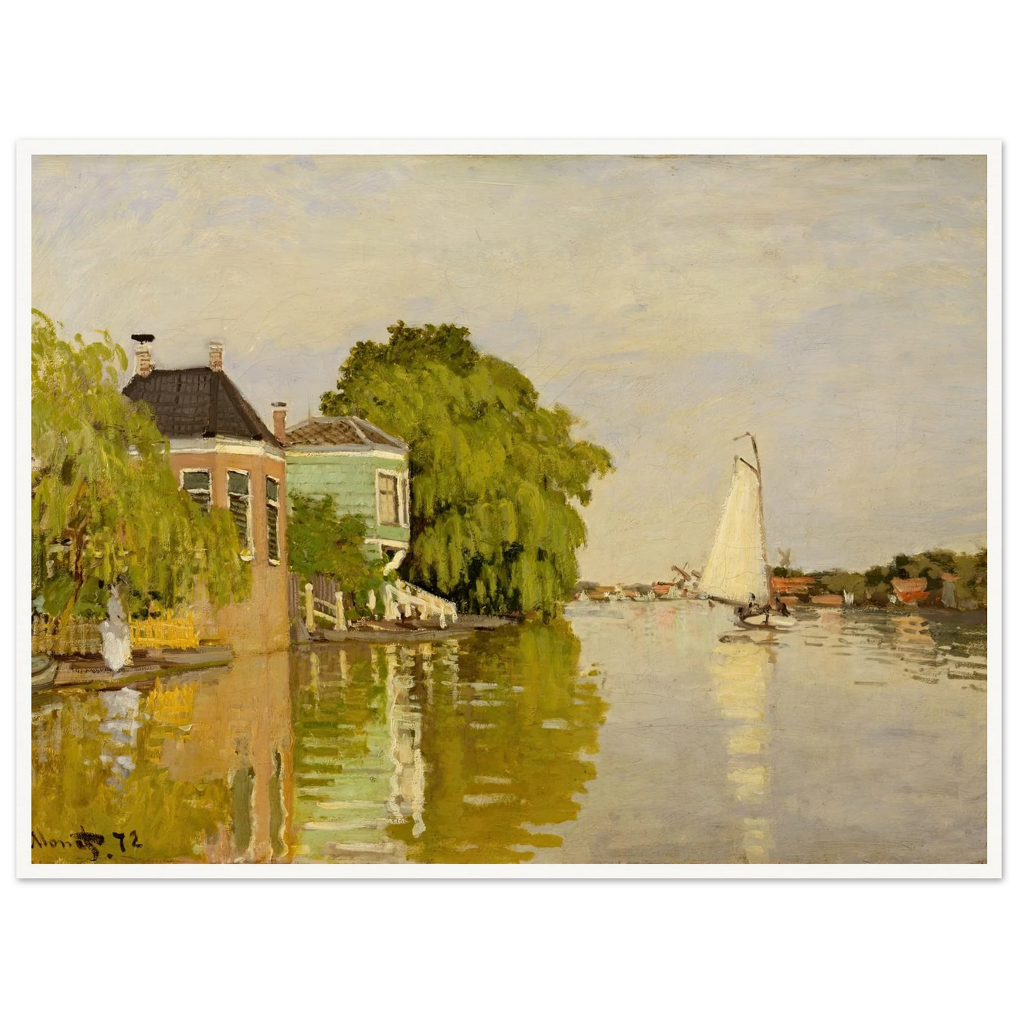 Houses on the Achterzaan (1871) Art Print | Claude Monet-Quipham Collections
