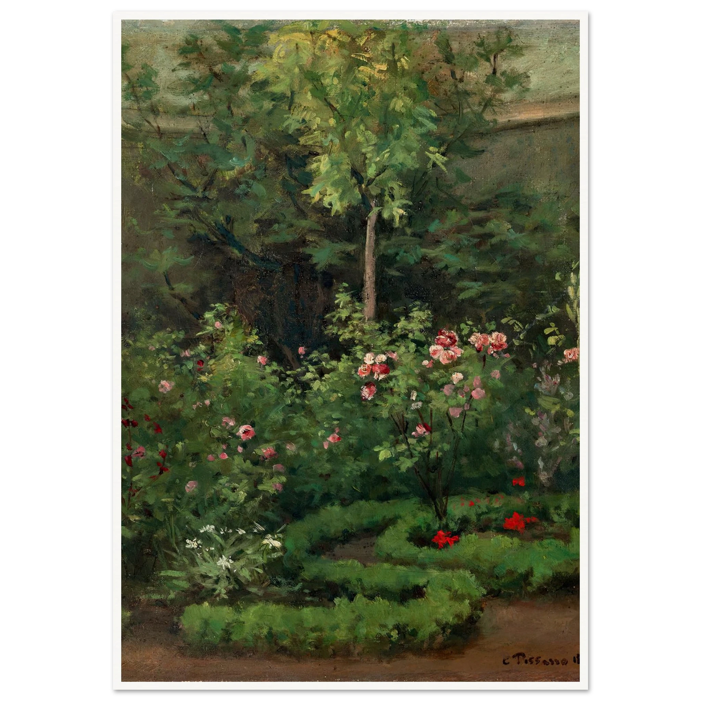 A Rose Garden (1862) Art Print | Camille Pissarro-Quipham Collections