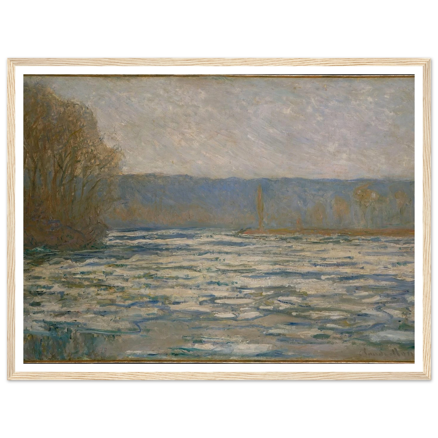 Ice breaking up on the Seine near Bennecourt (1893) Art Print | Claude Monet-Quipham Collections