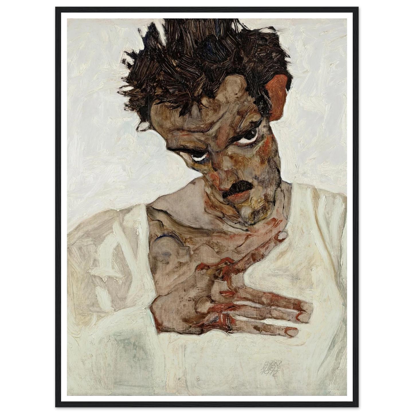 Self-Portrait With Lowered Head (1912) Art Print | Egon Schiele-Quipham Collections
