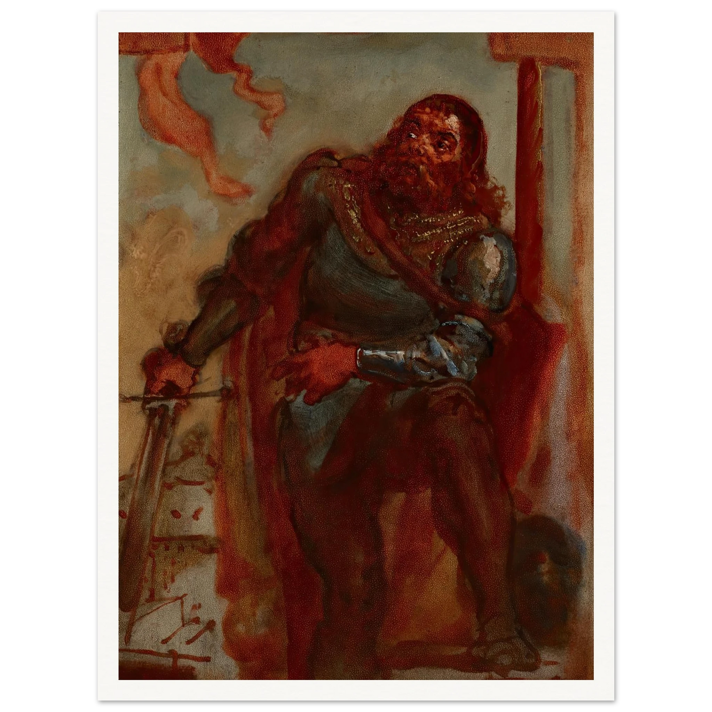 Sketch for the painting ‘Wacław Wilczek during the defence of the Benedictine monastery in Trzebice in Moravia in 1468 against Maciej Korwin’ (1876) Art Print | Jan Matejko-Quipham Collections