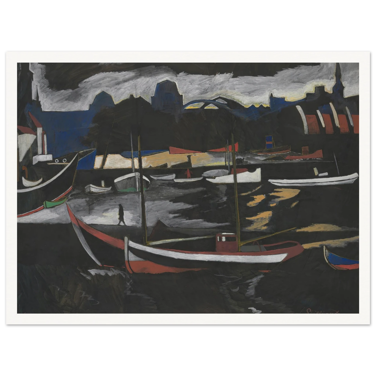 Handelsdokken te Oostende (1924) Art Print | Leon Spilliaert-Quipham Collections