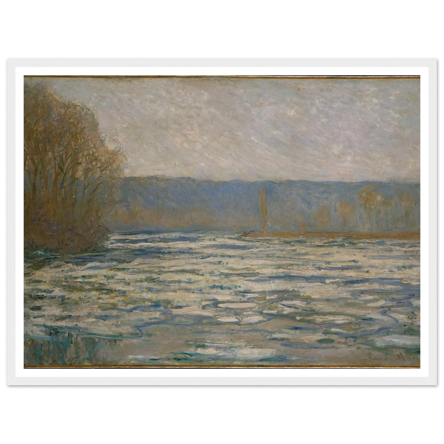 Ice breaking up on the Seine near Bennecourt (1893) Art Print | Claude Monet-Quipham Collections