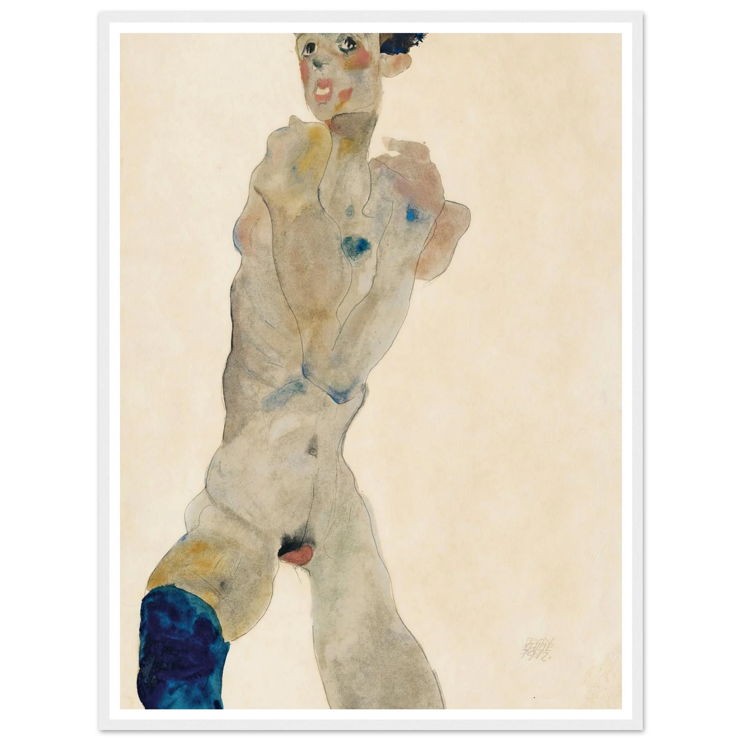 Stehender männlicher Akt mit verschränkten Armen (Selbstportrait) (1912) Art Print | Egon Schiele-Quipham Collections