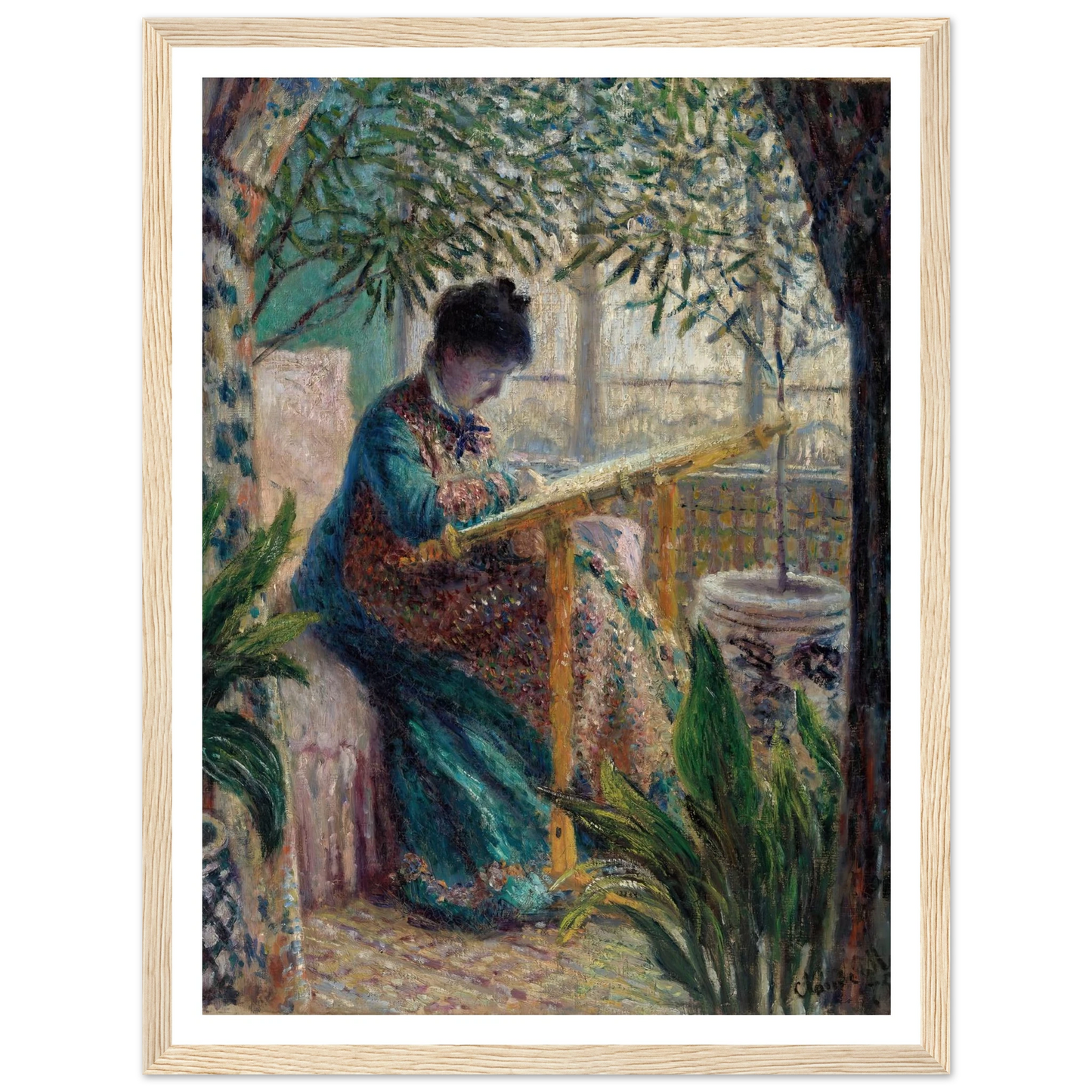 Madame Monet Embroidering (Camille au métier) (1875) Art Print | Claude Monet-Quipham Collections