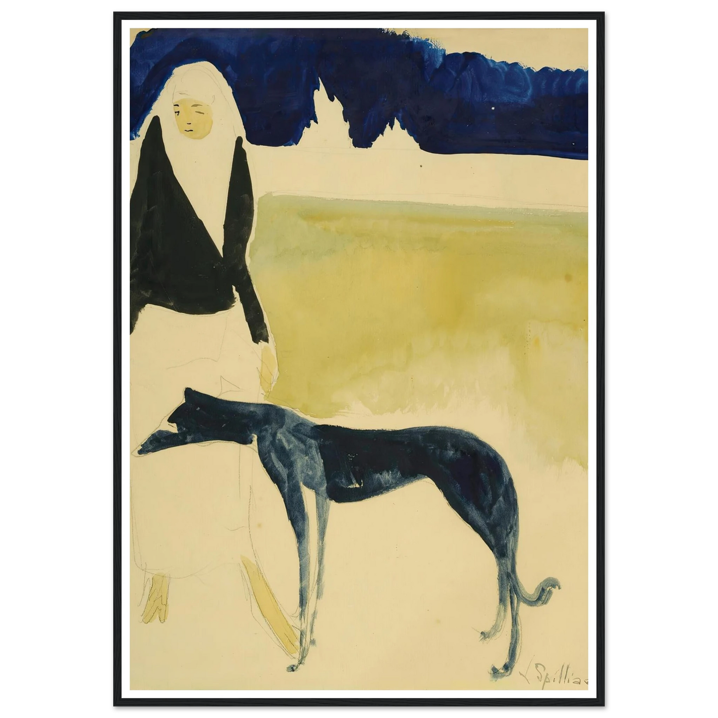 Femme Au Lévrier (1917) Art Print | Leon Spilliaert-Quipham Collections