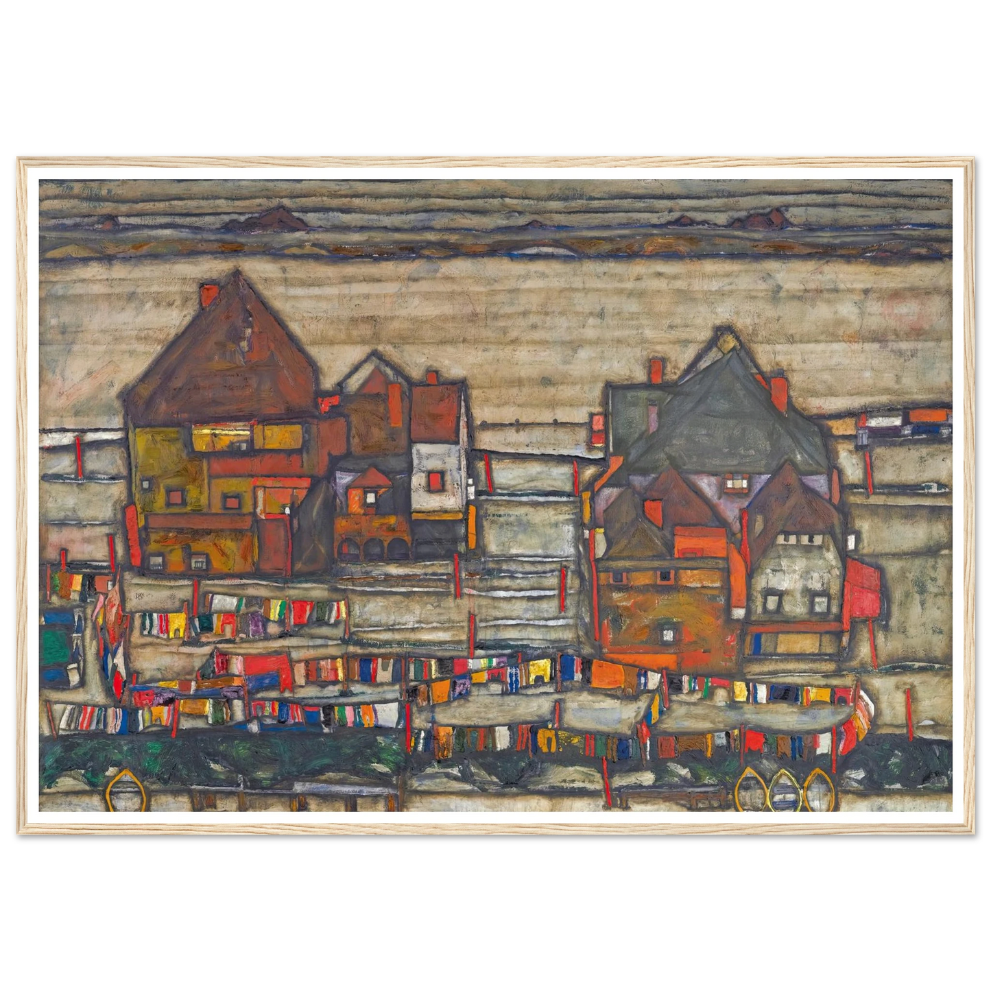 Houses With Laundry (Suburb II) (1914) Art Print | Egon Schiele-Quipham Collections