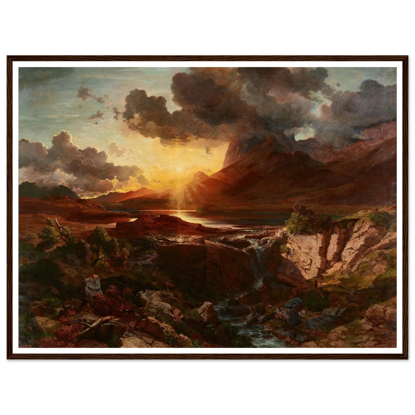 Sonnenuntergang am Hintersee in Berchtesgaden (1858) Art Print | Albert Zimmermann-Quipham Collections
