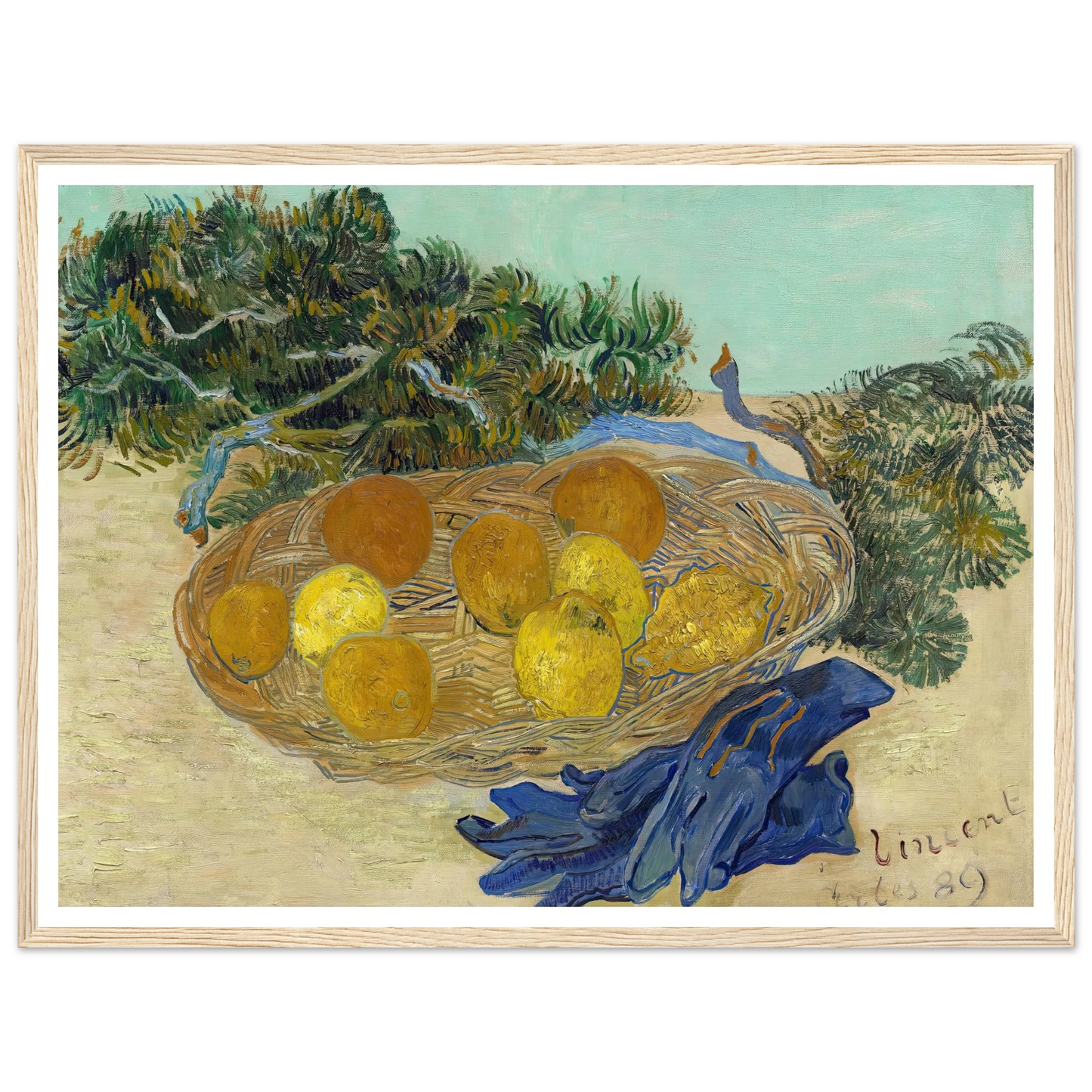 Still Life of Oranges and Lemons with Blue Gloves (1889) Art Print | Vincent van Gogh-Quipham Collections