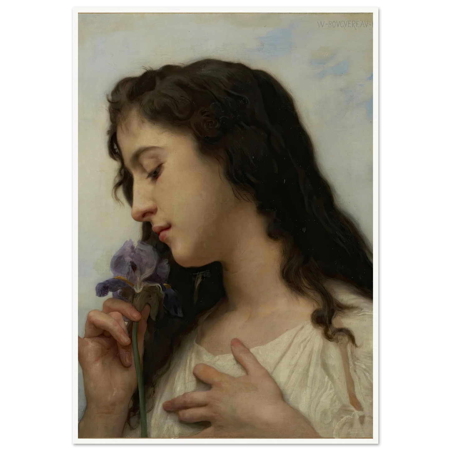 Woman with Iris (1895) Art Print | William Bouguereau-Quipham Collections