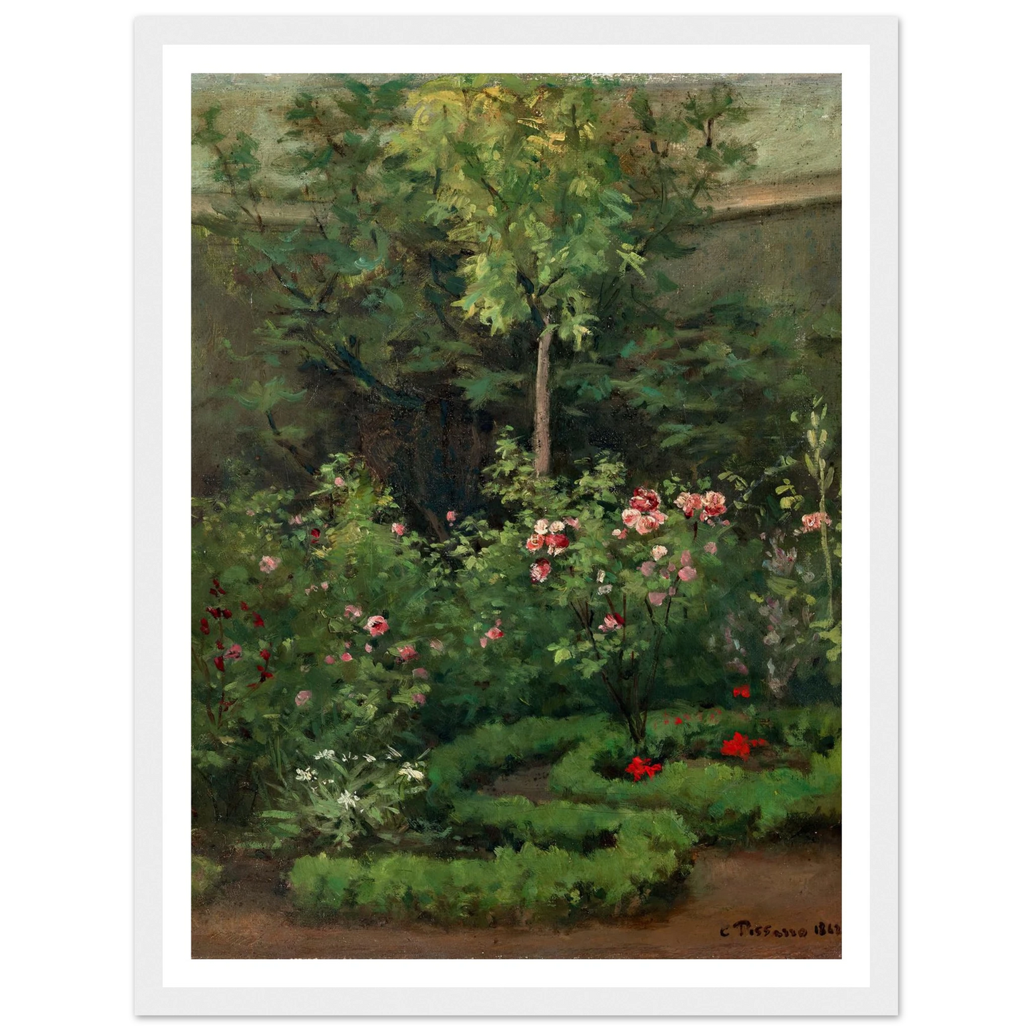 A Rose Garden (1862) Art Print | Camille Pissarro-Quipham Collections