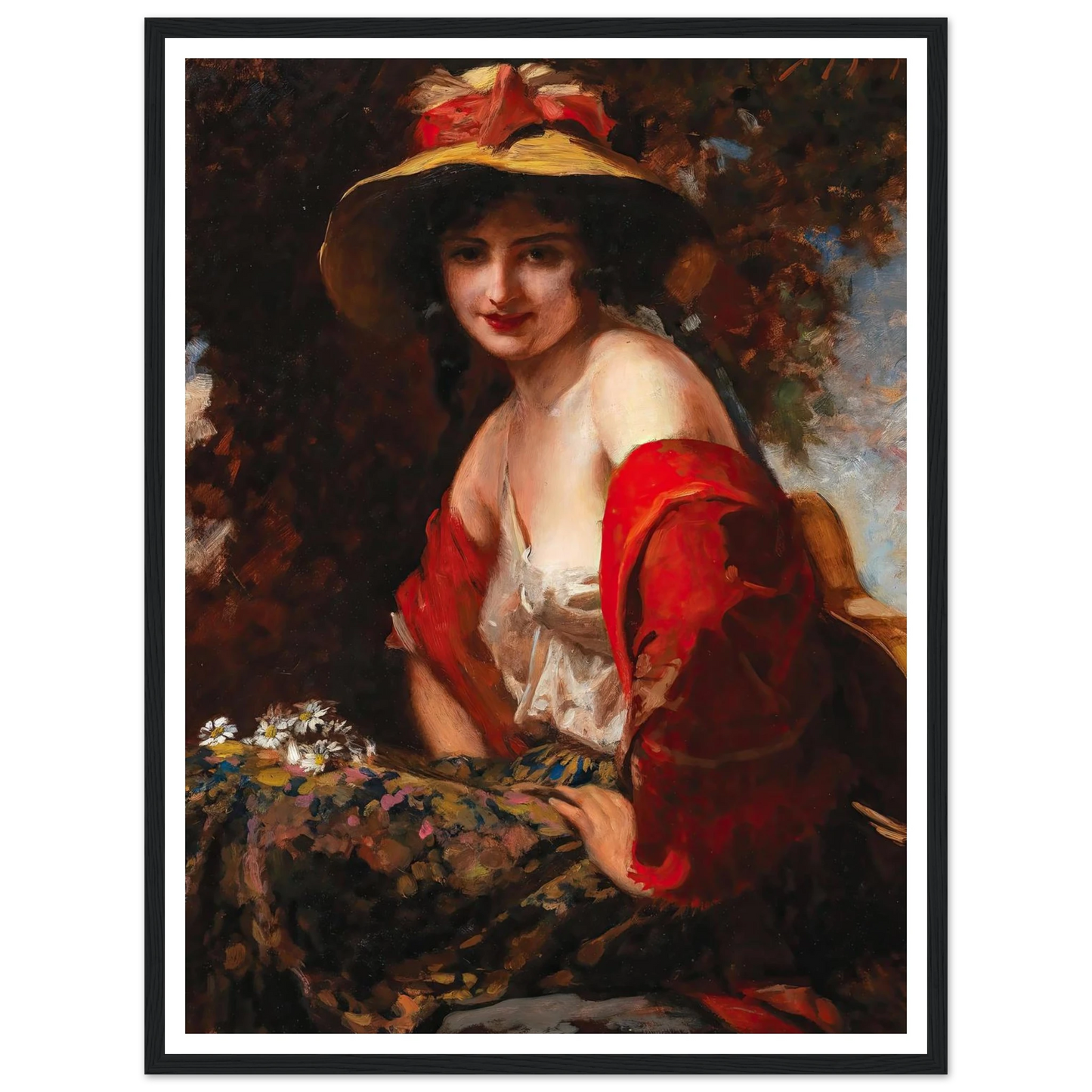 A Young Lady With A Straw Hat Art Print | Leopold Schmutzler-Quipham Collections