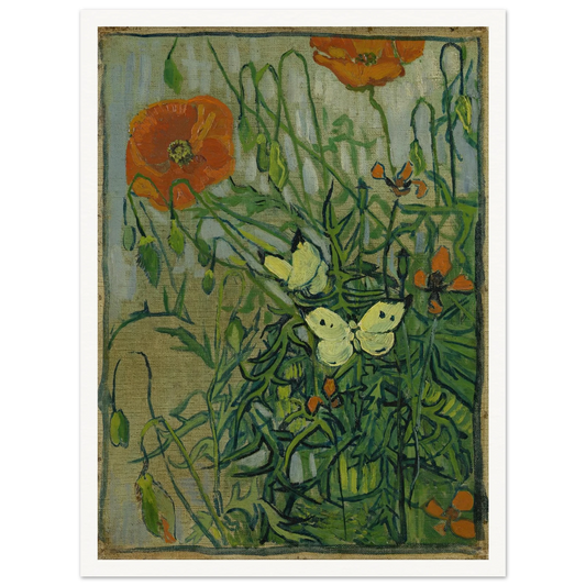 Butterflies and poppies (1890) Art Print | Vincent van Gogh-Quipham Collections