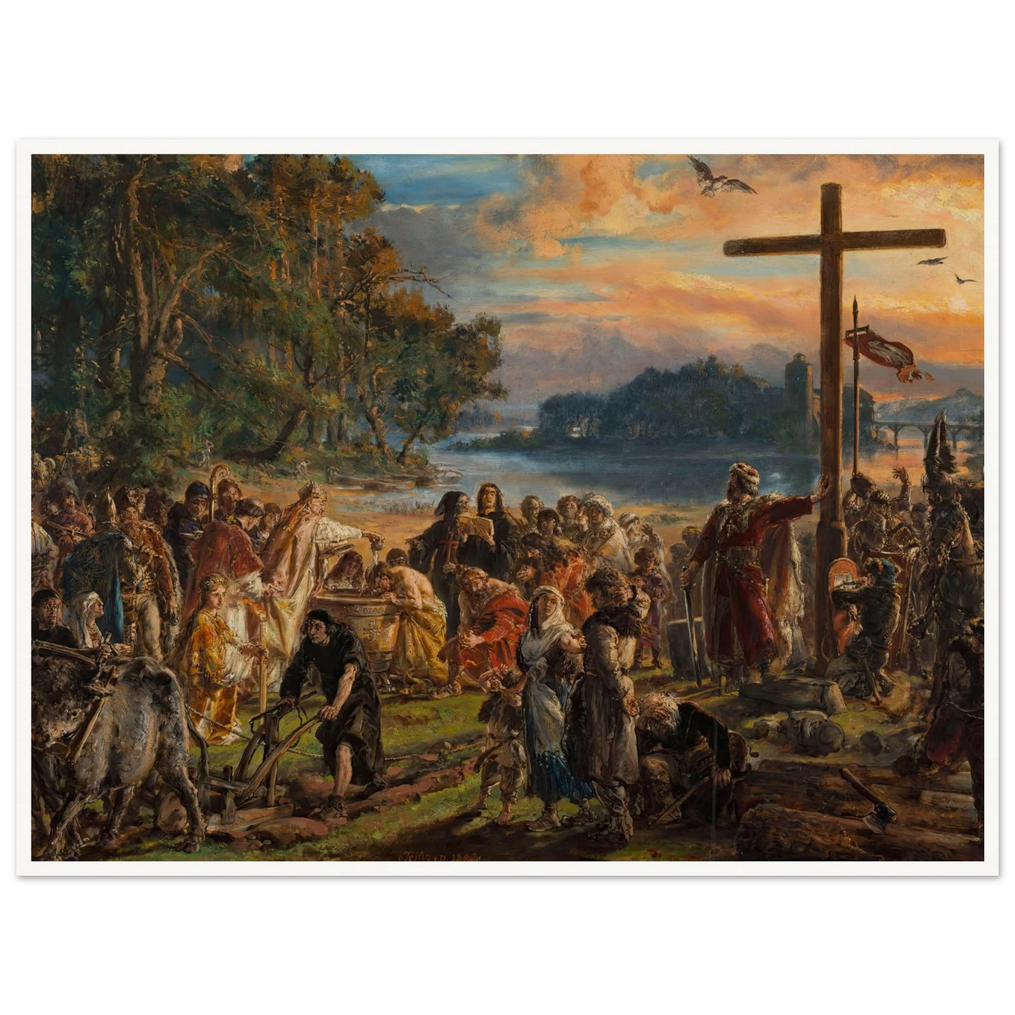 Adoption of Christianity, 965 AD, from the series “History of Civilization in Poland” (1889) Art Print | Jan Matejko-Quipham Collections
