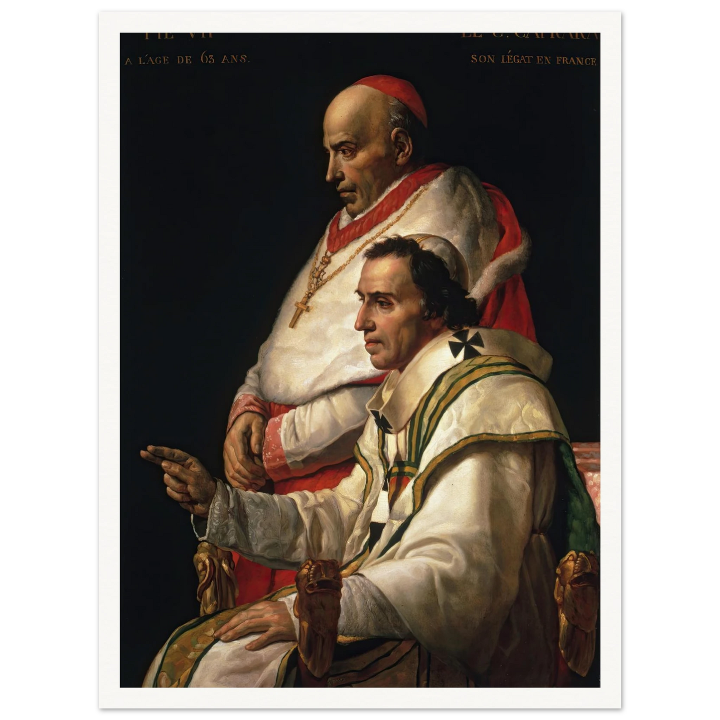 Portrait Of Pope Pius VII And Cardinal Caprara (1805) Art Print | Jacques Louis David-Quipham Collections