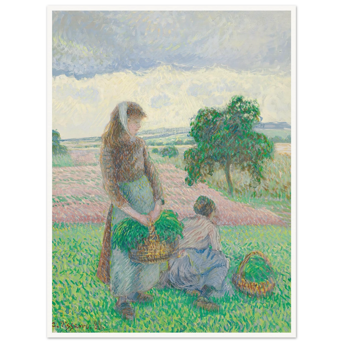 Paysannes portant un panier (1888) Art Print | Camille Pissarro-Quipham Collections