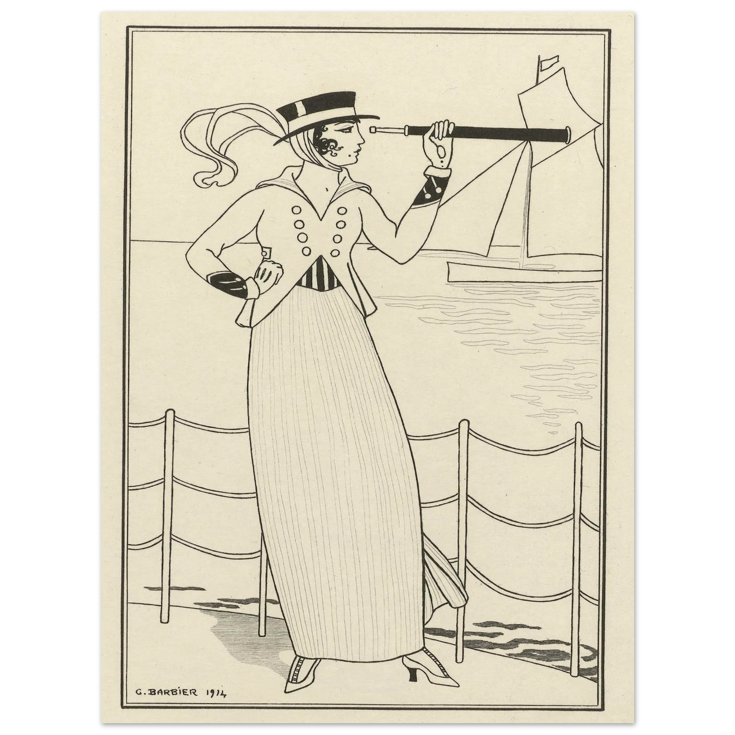 Journal des Dames et des Modes, Costumes Parisiens, 1914, No. 164 (1914) Art Print | George Barbier-Quipham Collections