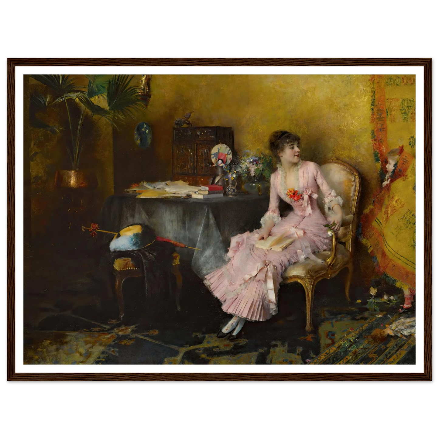 Jeune Femme En Rose Avec Son Enfant (1882) Art Print | Pascal Adolphe Jean Dagnan Bouveret-Quipham Collections