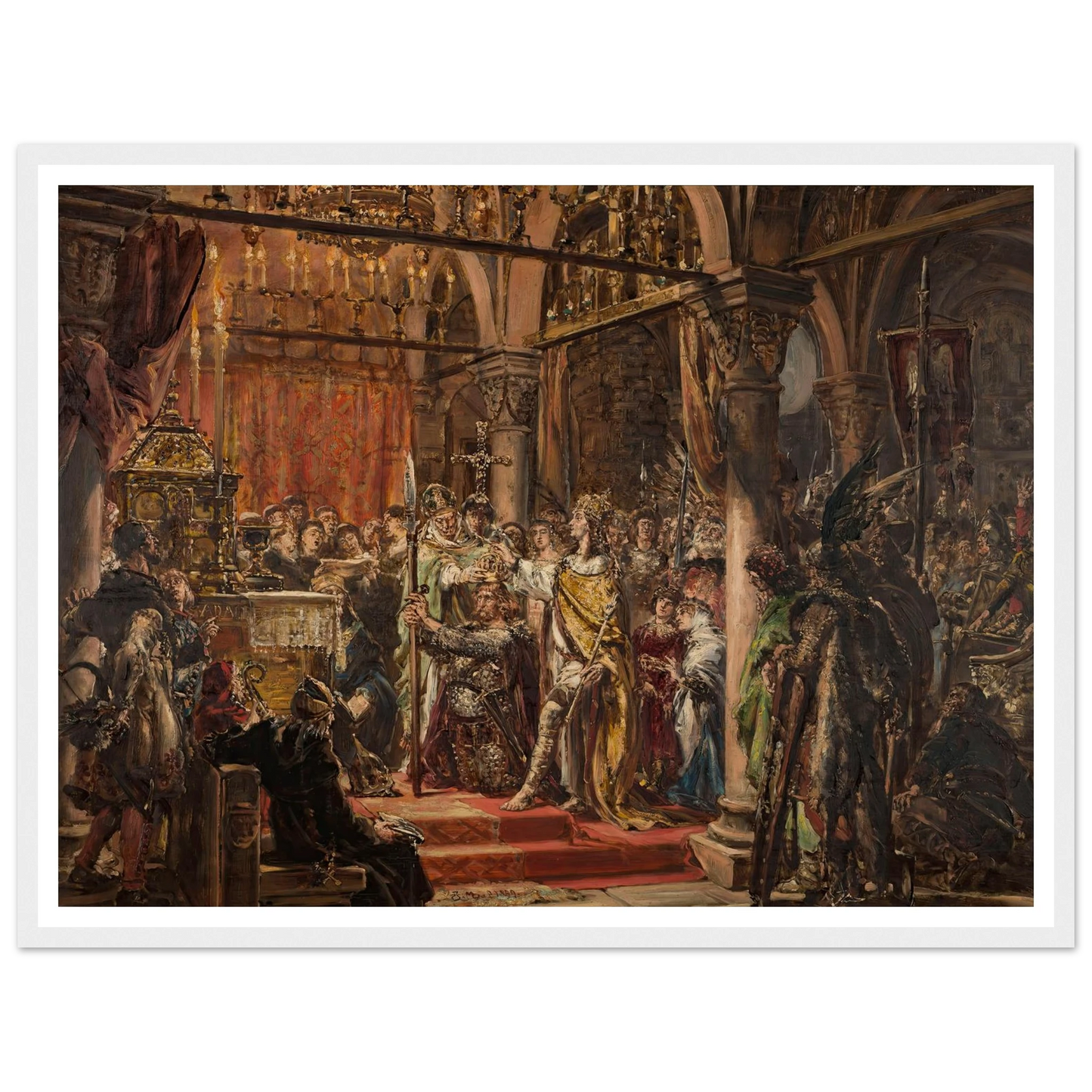 Coronation of the First King, 1001 AD, from the series “History of Civilization in Poland” (1889) Art Print | Jan Matejko-Quipham Collections