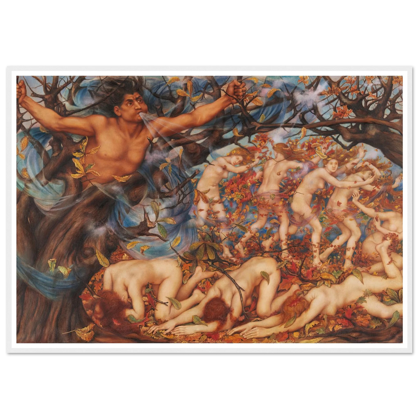 Boreas and the Fallen Leaves (1910) Art Print | Evelyn de Morgan-Quipham Collections