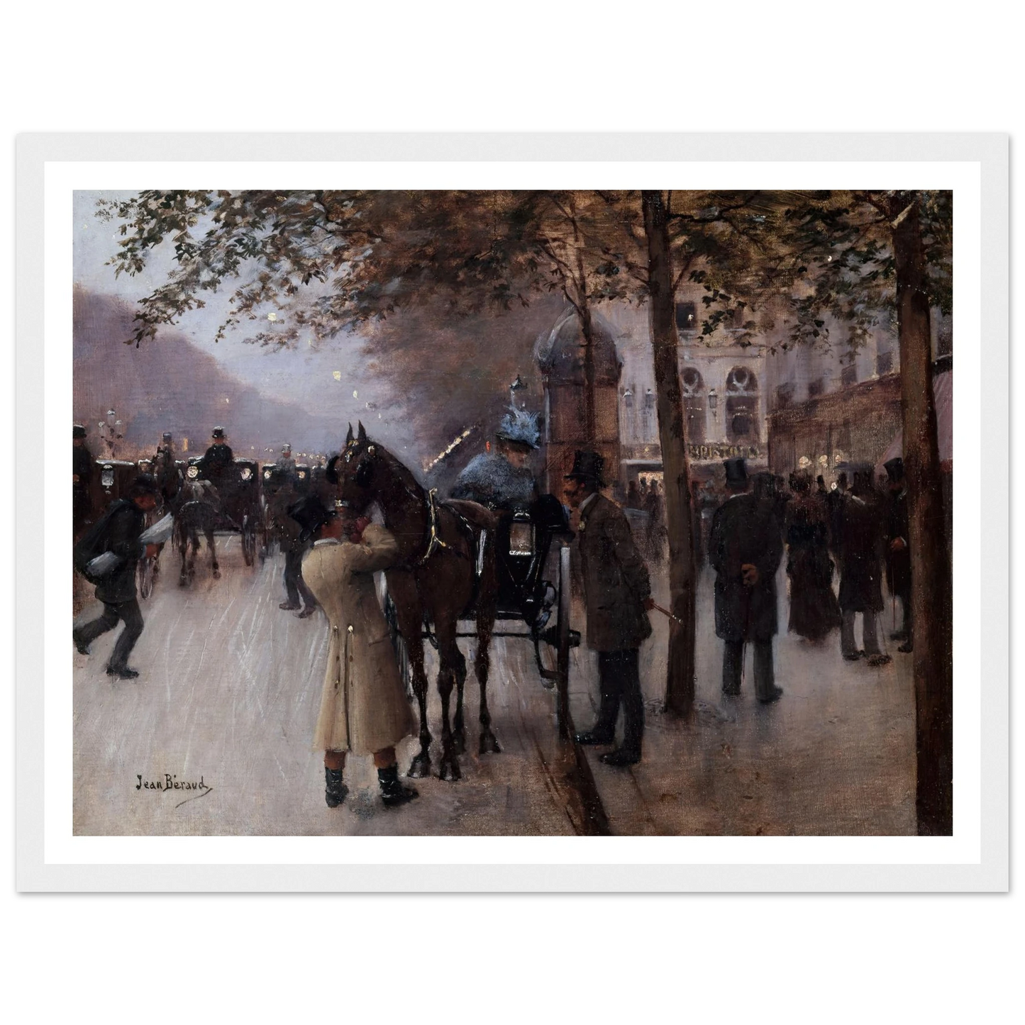 Le boulevard des Capucines, le soir, devant le Café Napolitain (1880) Art Print | Jean Beraud-Quipham Collections
