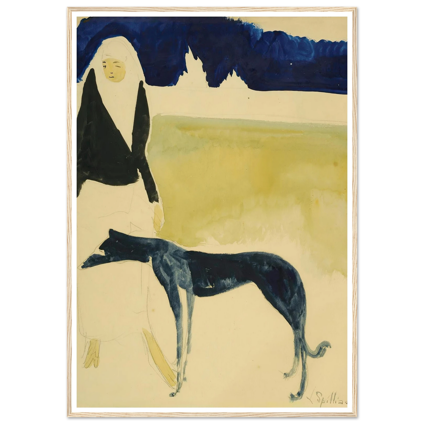 Femme Au Lévrier (1917) Art Print | Leon Spilliaert-Quipham Collections