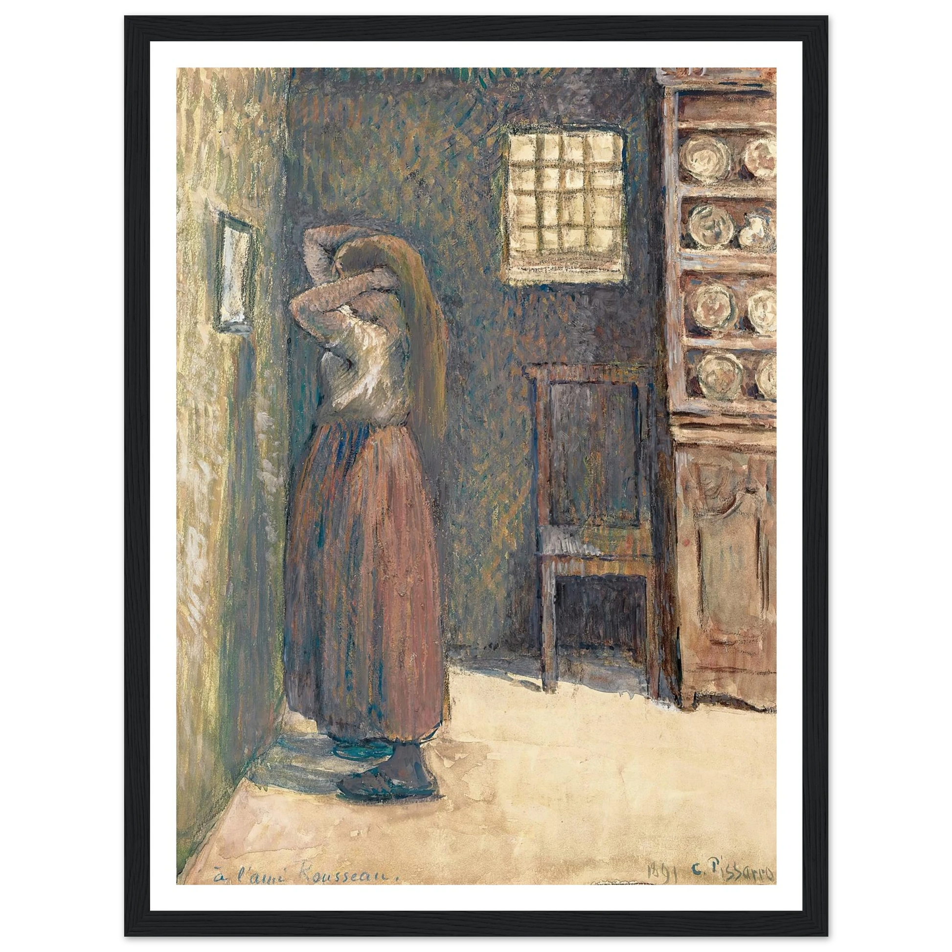 Jeune Paysanne Se Coiffant (1891) Art Print | Camille Pissarro-Quipham Collections