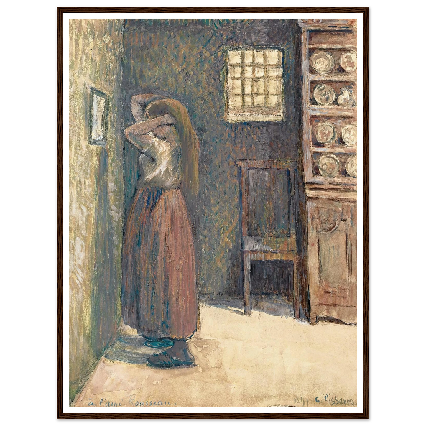 Jeune Paysanne Se Coiffant (1891) Art Print | Camille Pissarro-Quipham Collections