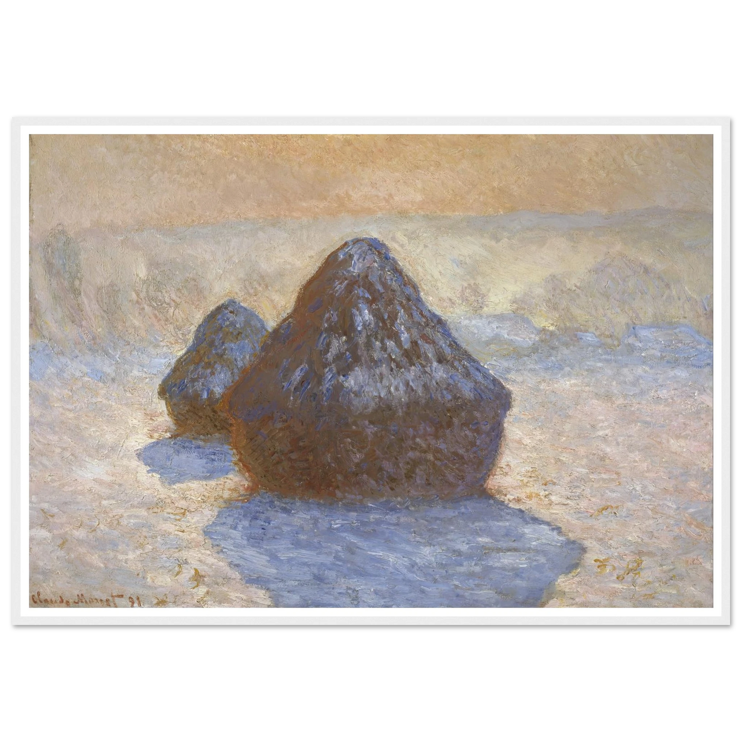 Haystacks- Snow Effect (1891) Art Print | Claude Monet-Quipham Collections