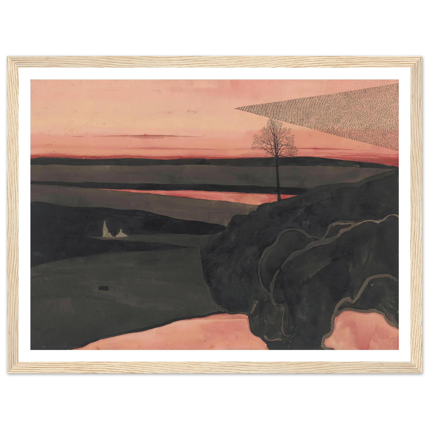 Landscape under a Red Evening Glow with Migratory Birds (1919) Art Print | Leon Spilliaert-Quipham Collections