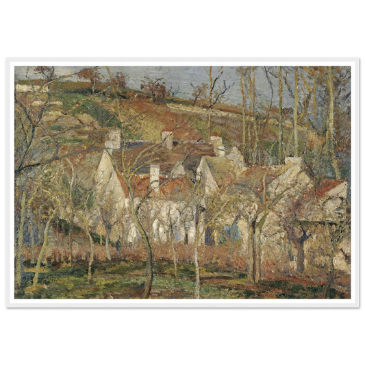Red roofs, corner of a village, winter Art Print | Camille Pissarro-Quipham Collections