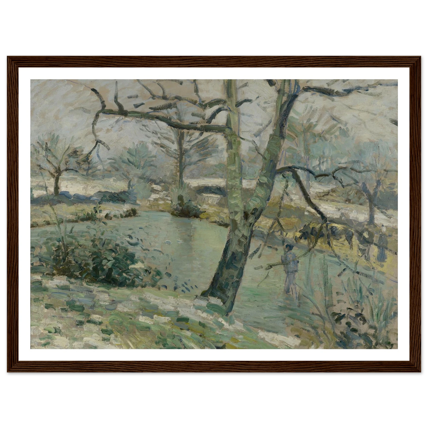 The Pond at Montfoucault, Effect of Winter (1874) Art Print | Camille Pissarro-Quipham Collections