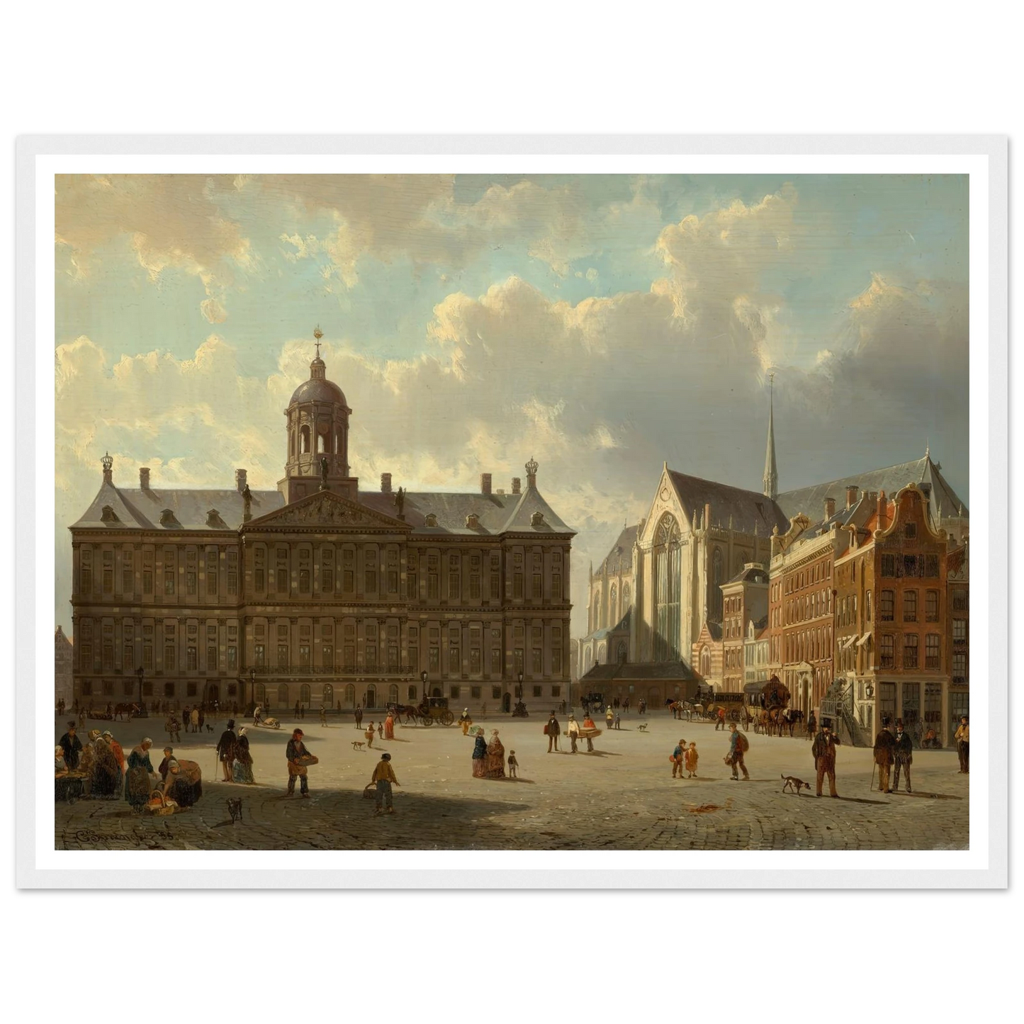 The Royal Palace and the Nieuwe Kerk on the Dam, Amsterdam (1855) Art Print | Cornelis Springer-Quipham Collections