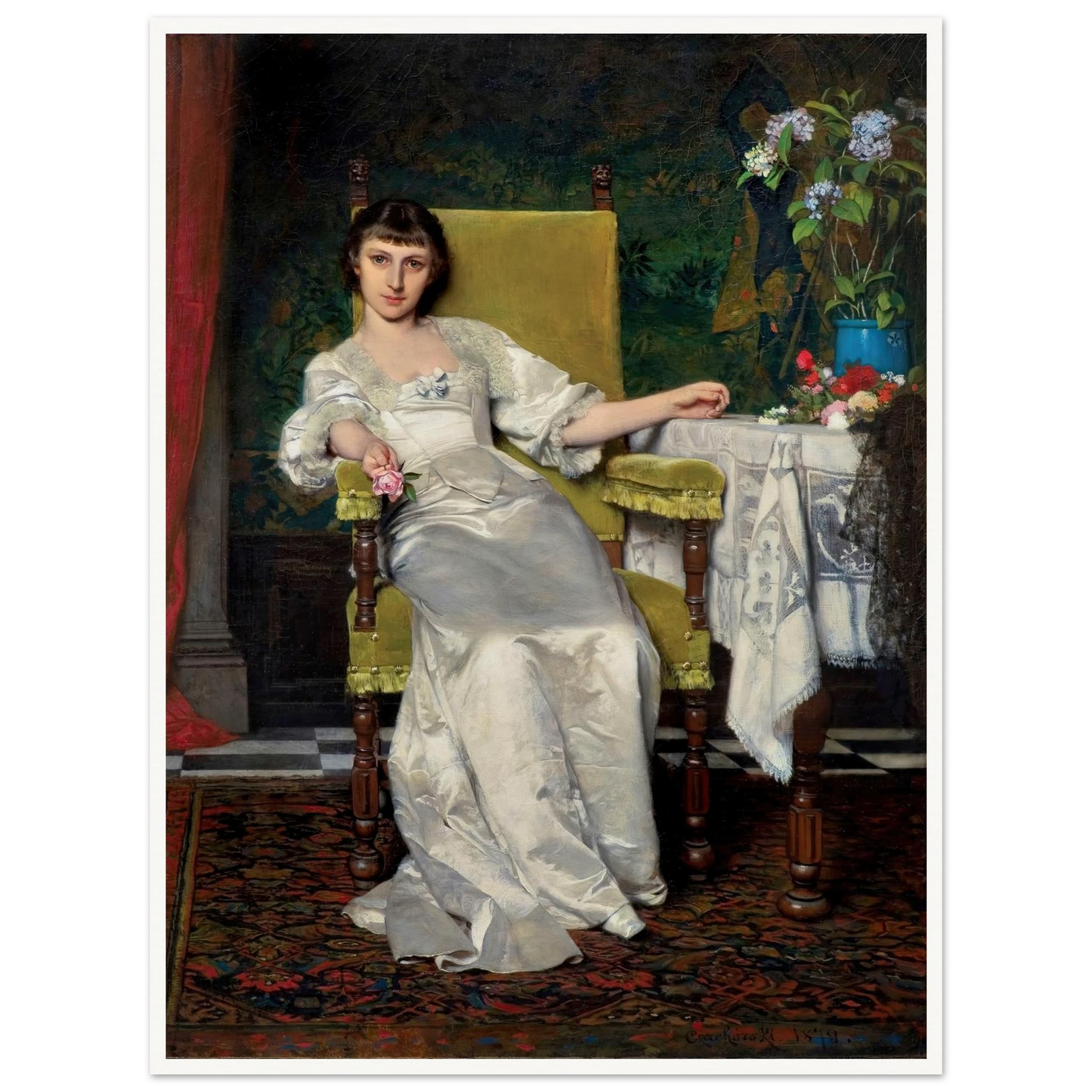 A lady with rose (1879) Art Print | Wladyslaw Czachorski-Quipham Collections