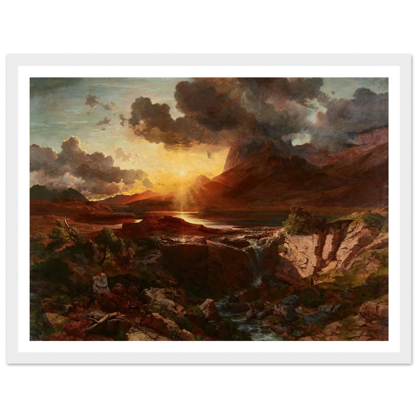 Sonnenuntergang am Hintersee in Berchtesgaden (1858) Art Print | Albert Zimmermann-Quipham Collections