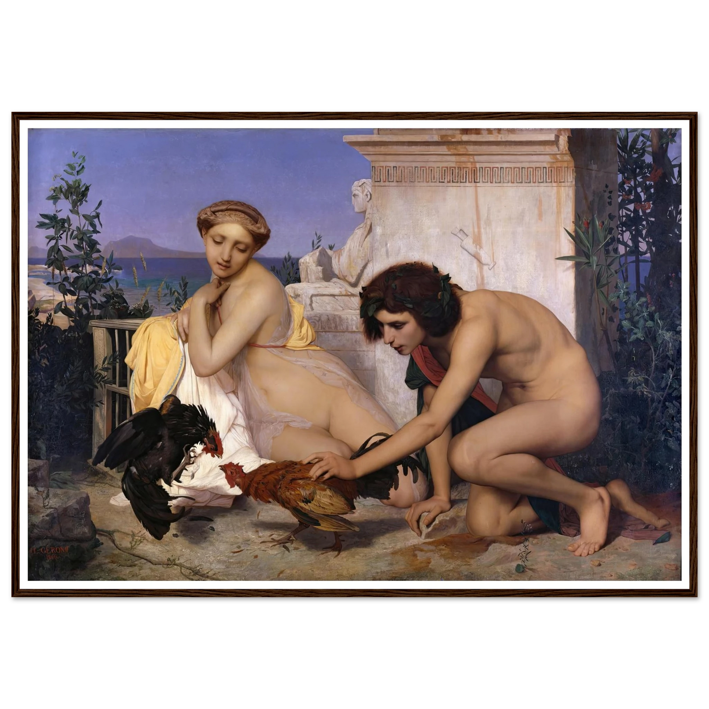 Young Greeks Attending a Cock Fight (1846) Art Print | Jean Leon Gerome-Quipham Collections