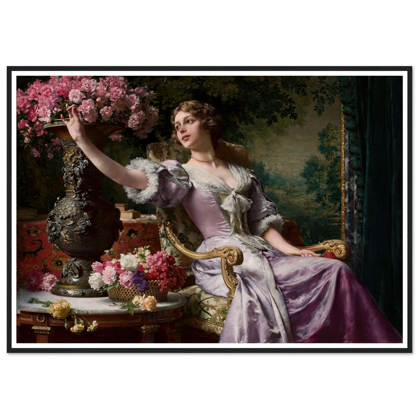 Lady in a lilac dress with flowers (1903) Art Print | Wladyslaw Czachorski-Quipham Collections