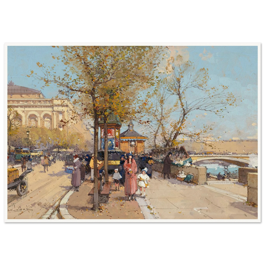 A stroll by the Seine Art Print | Eugene Galien Laloue-Quipham Collections