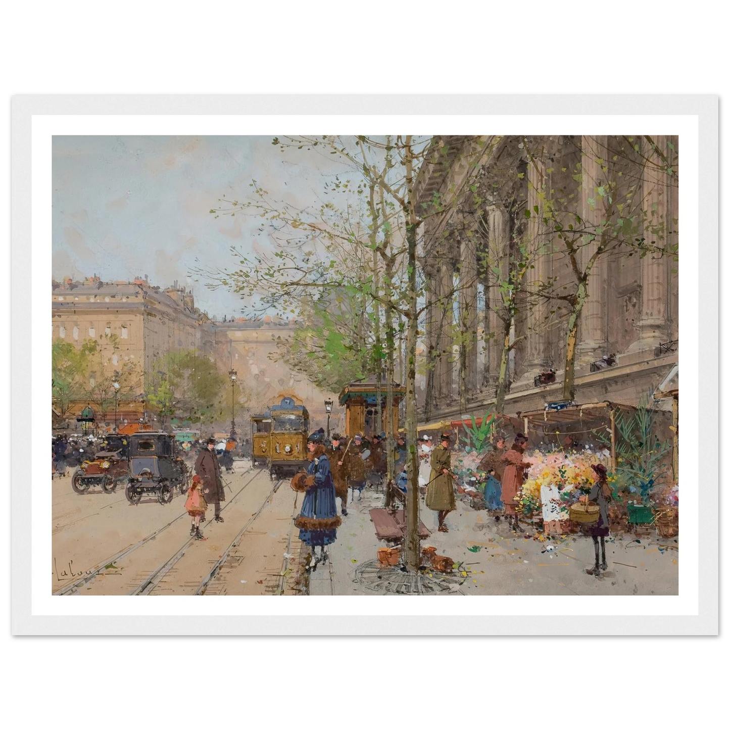Marché aux fleurs Place de la Madeleine Art Print | Eugene Galien Laloue-Quipham Collections
