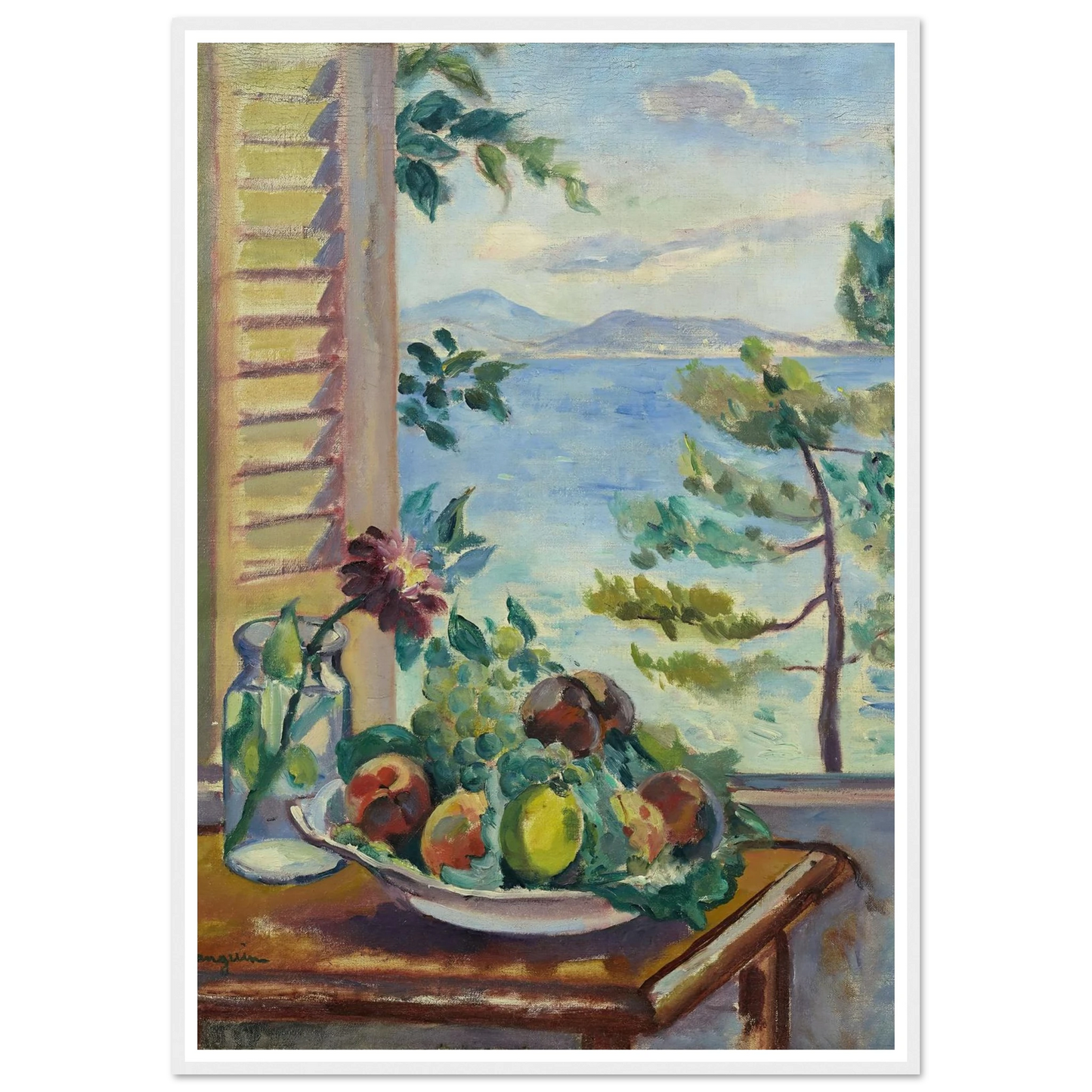 Pêches et raisins à la fenêtre (1920) Art Print | Henri Manguin-Quipham Collections