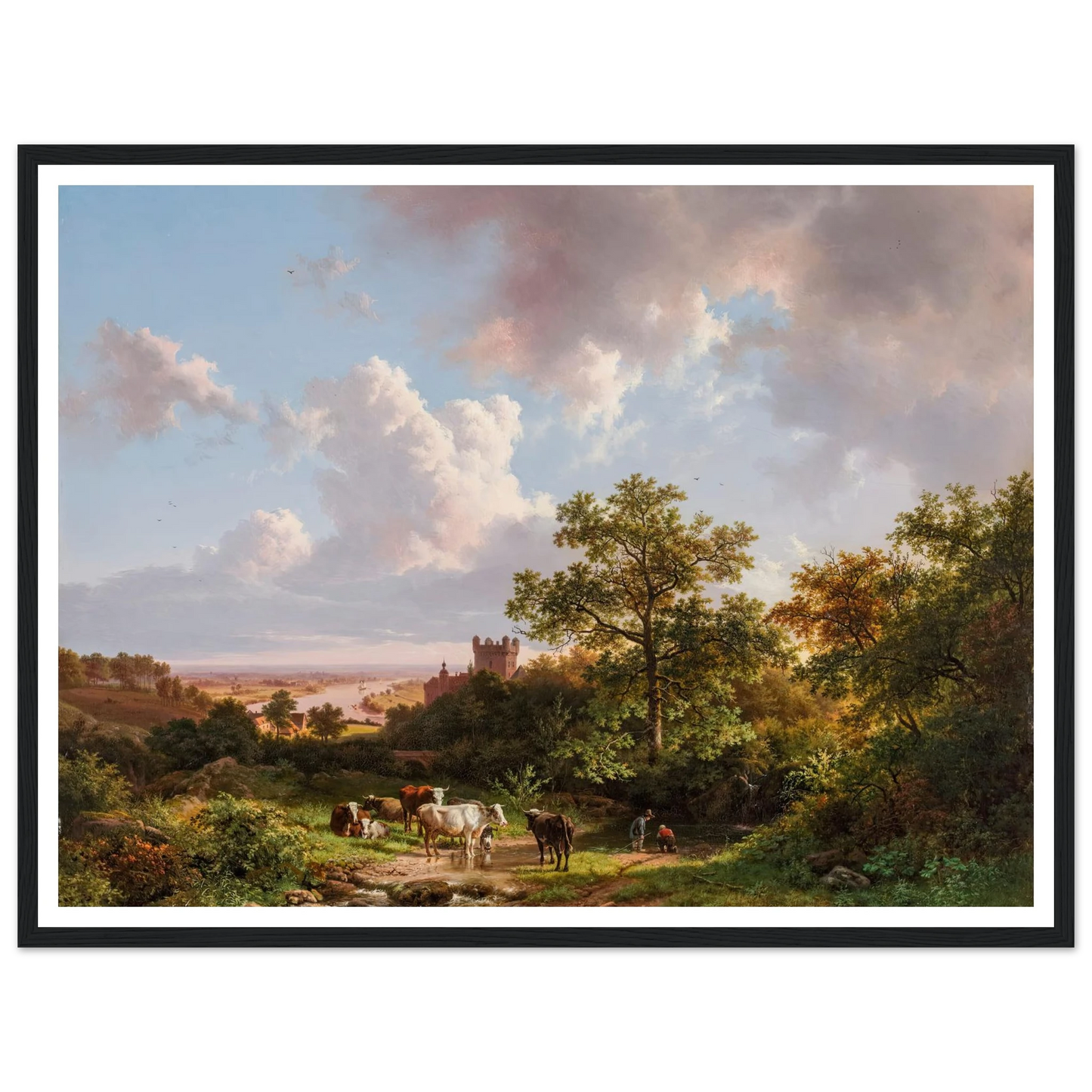A panoramic landscape with a view on the Middle-Rhine with a castle (1841) Art Print | Barend Cornelis Koekkoek-Quipham Collections
