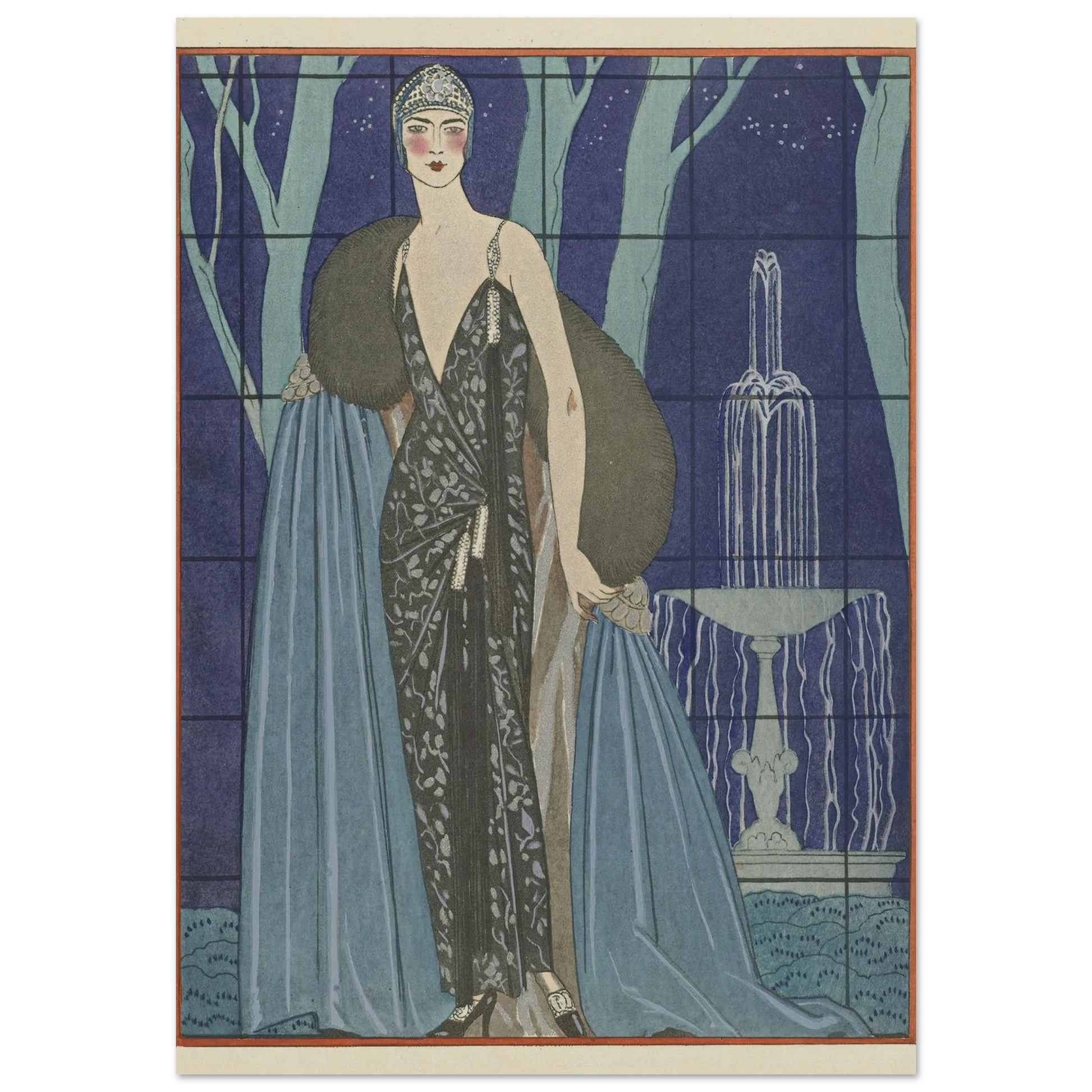 Alcyone ; Robe et manteau du soir, de Worth (1923) Art Print | George Barbier-Quipham Collections