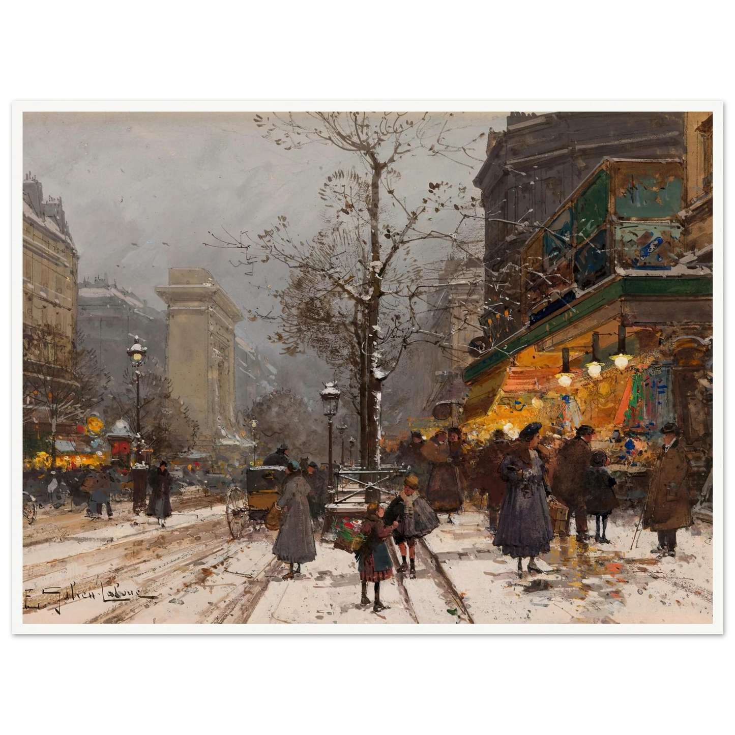 Boulevard Bonne – Nouvelle sous la neige Art Print | Eugene Galien Laloue-Quipham Collections