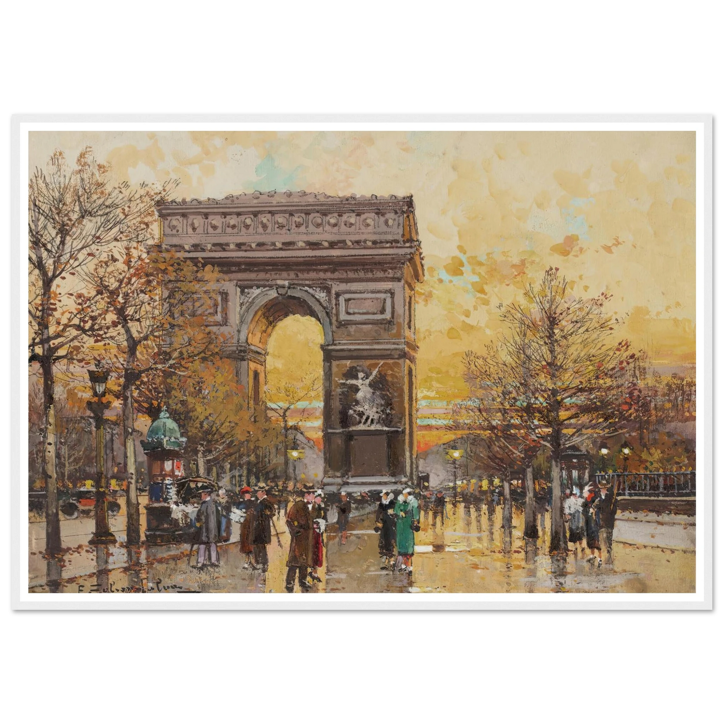 Arc de Triomphe in the Fall Art Print | Eugene Galien Laloue-Quipham Collections
